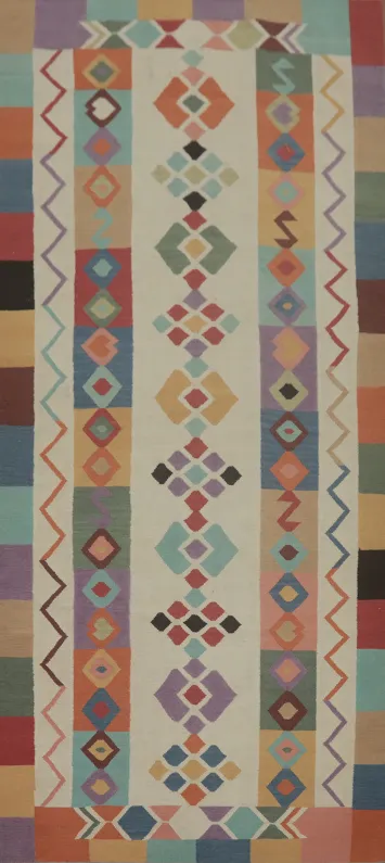 Geometric Wool Kilim Oriental Area Rug 5x11