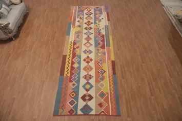 Geometric Wool Kilim Oriental Runner Rug 5x15