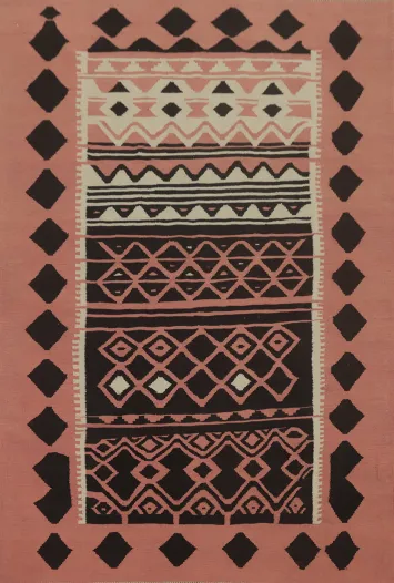 Geometric Pink Kilim Oriental Area Rug 6x8