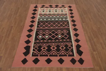 Geometric Pink Kilim Oriental Area Rug 6x8