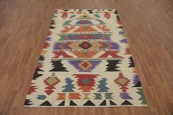 Geometric Wool Kilim Oriental Area Rug 6x10