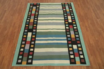 Striped Wool Kilim Oriental Rug 5x7