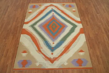 Geometric Wool Kilim Oriental Rug 5x7