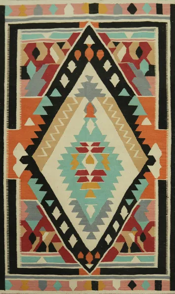 Geometric Kilim Wool Oriental Area Rug 5x8