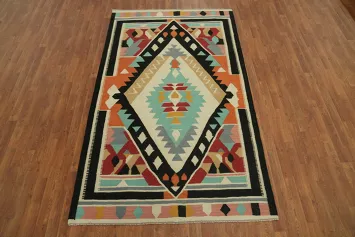 Geometric Kilim Wool Oriental Area Rug 5x8