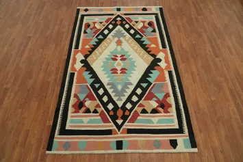 Geometric Wool Kilim Oriental Area Rug 5x8