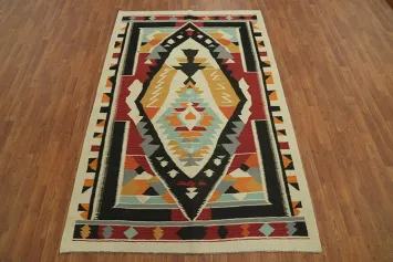 Geometric Wool Kilim Oriental Area Rug 5x8