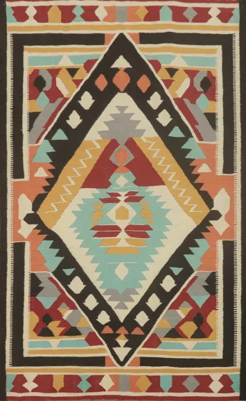 Geometric Kilim Wool Oriental Area Rug 5x8