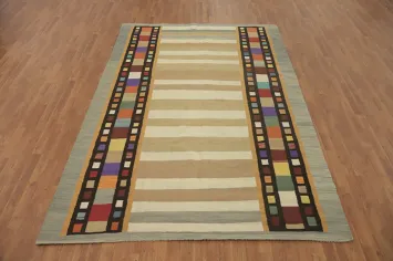 Geometric Wool Kilim Oriental Area Rug 7x10