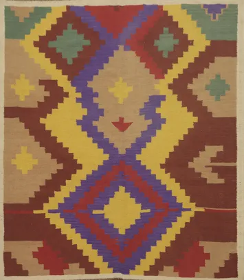 Square Geometric Kilim Oriental Area Rug 6x6