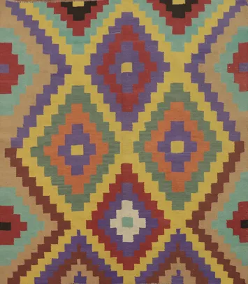 Colorful Square Kilim Wool Oriental Area Rug 6x6