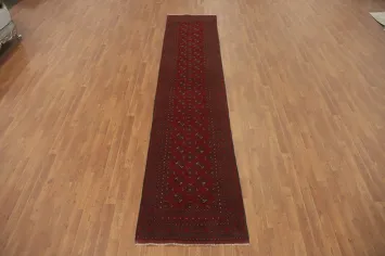 Tribal Red Balouch Afghan Runner Rug 3x12