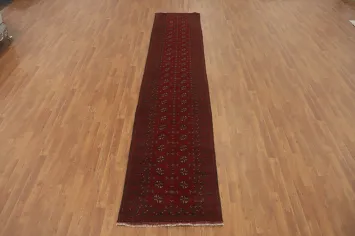 Elephant Foot Red Balouch Afghan Runner Rug 3x13