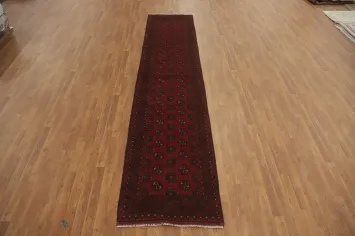 Tribal Red Balouch Afghan Runner Rug 3x13