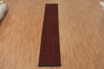 Elephant Foot Red Balouch Afghan Runner Rug 3x16