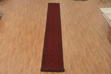 Geometric Wool Balouch Afghan Runner Rug 3x19