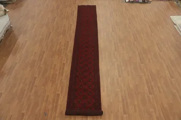 Elephant Foot Red Balouch Afghan Runner Rug 3x19