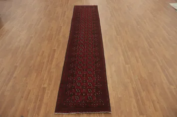 Geometric Balouch Afghan Runner Rug 3x13