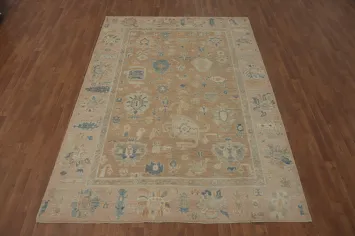 Vegetable Dye Wool Oushak Turkish Area Rug 6x9