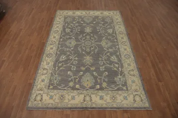 Vegetable Dye Wool Oushak Turkish Area Rug 6x9
