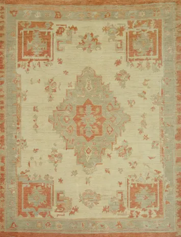 Vegetable Dye Wool Oushak Turkish Area Rug 8x10