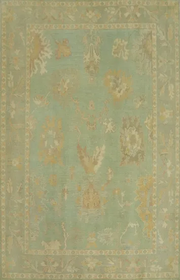 Vegetable Dye Wool Oushak Turkish Area Rug 6x9
