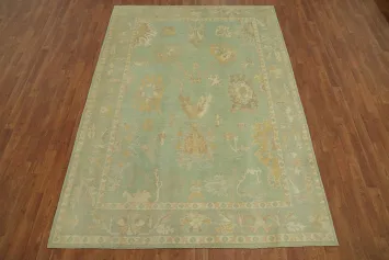 Vegetable Dye Wool Oushak Turkish Area Rug 6x9
