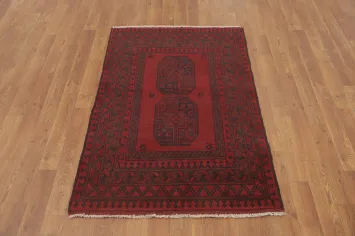 Elephant Foot Red Balouch Afghan Foyer Rug 3x4