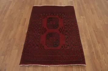 Elephant Foot Red Balouch Afghan Foyer Rug 3x4