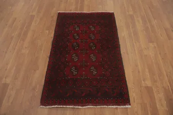 Elephant Foot Red Balouch Afghan Foyer Rug 3x4