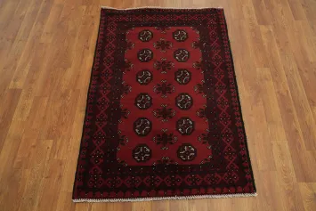 Geometric Wool Balouch Afghan Accent Rug 3x4