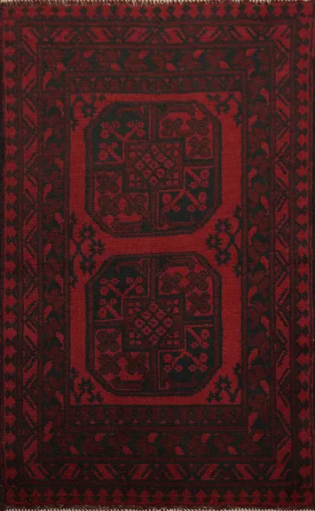 Elephant Foot Red Balouch Afghan Accent Rug 3x4