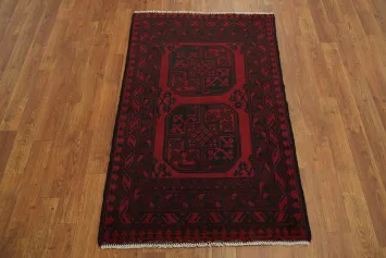 Elephant Foot Red Balouch Afghan Accent Rug 3x4