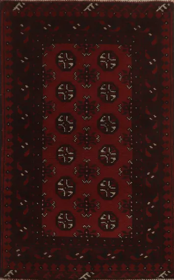 Geometric Wool Balouch Afghan Accent Rug 3x4