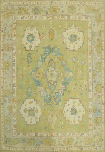 Handmade Green Oushak Vegetable Dye Area Rug 8x10