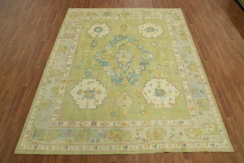 Handmade Green Oushak Vegetable Dye Area Rug 8x10