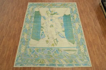 Vegetable Dye Wool Oushak Turkish Area Rug 9x12