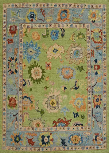 Light Green Oushak Vegetable Dye Area Rug 8x10