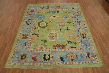 Light Green Oushak Vegetable Dye Area Rug 8x10
