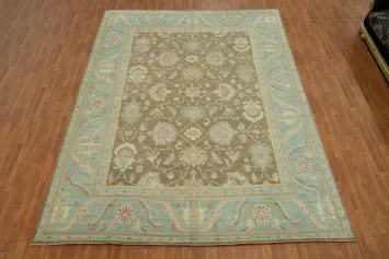 Vegetable Dye Brown Oushak Turkish Large Rug 10x14