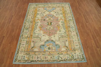 Vegetable Dye Wool Oushak Turkish Area Rug 6x9