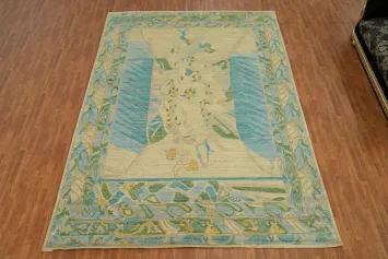 Handmade Wool Oushak Vegetable Dye Large Rug 10x14