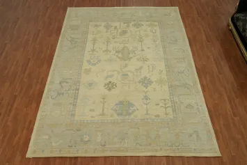Vegetable Dye Wool Oushak Turkish Large Rug 10x14