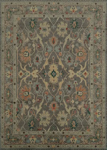 Vegetable Dye Floral Wool Oushak Turkish Area Rug 9x12