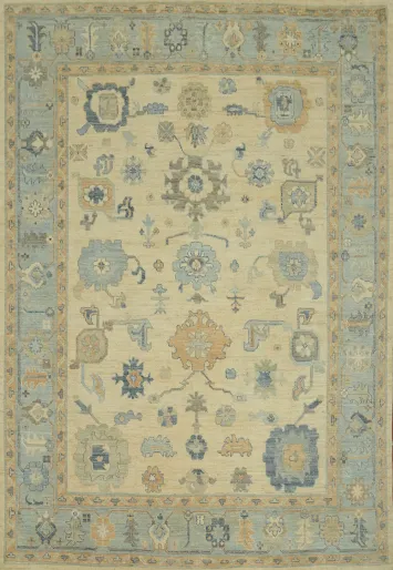 Vegetable Dye Floral Oushak Turkish Area Rug 8x10