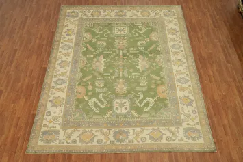 Vegetable Dye Green Oushak Turkish Area Rug 9x12