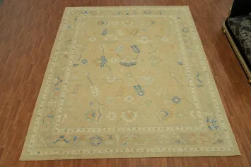 Vegetable Dye Floral Oushak Turkish Large Rug 12x15