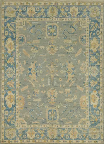 Vegetable Dye Floral Oushak Turkish Area Rug 8x10