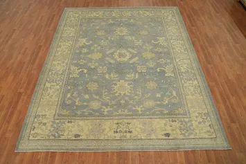 Slate Wool Vegetable Dye Oushak Turkish Area Rug 8x10