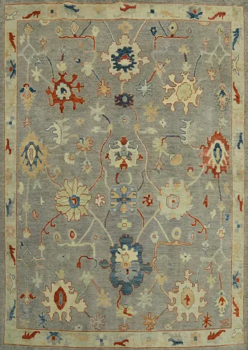 Vegetable Dye Floral Oushak Turkish Area Rug 8x10
